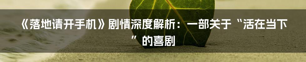 《落地请开手机》剧情深度解析:一部关于“活在当下”的喜剧