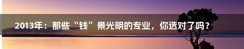 2013年：那些“钱”景光明的专业，你选对了吗？