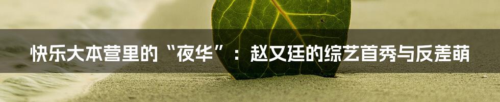 快乐大本营里的“夜华”：赵又廷的综艺首秀与反差萌