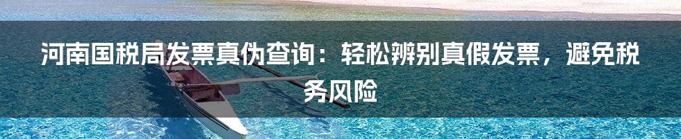 河南国税局发票真伪查询:轻松辨别真假发票,避免税务风险