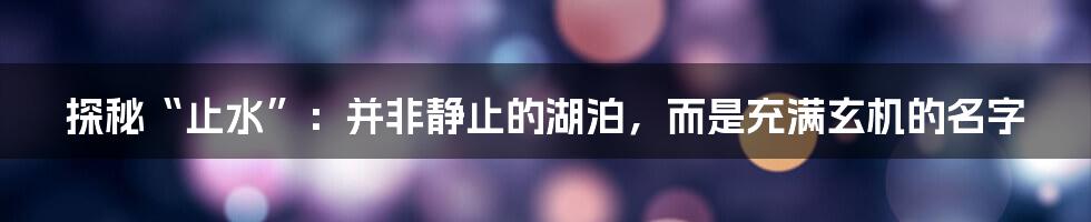 探秘“止水”:并非静止的湖泊,而是充满玄机的名字