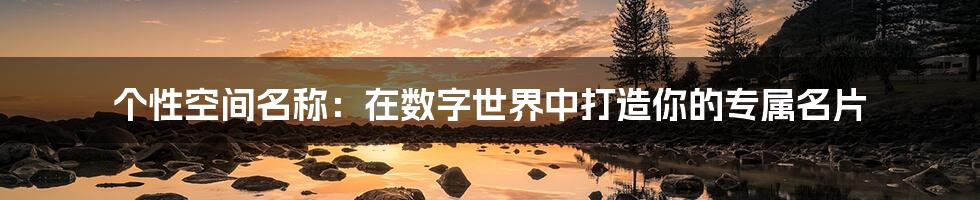 个性空间名称：在数字世界中打造你的专属名片
