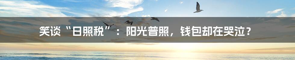 笑谈“日照税”:阳光普照,钱包却在哭泣?