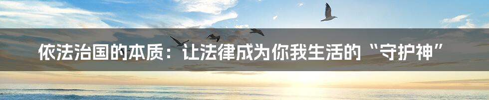 依法治国的本质：让法律成为你我生活的“守护神”