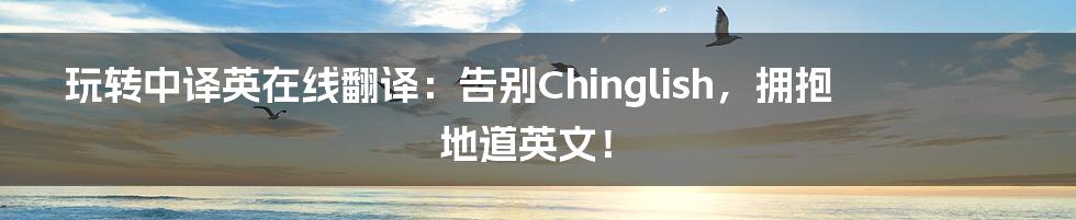 玩转中译英在线翻译:告别Chinglish,拥抱地道英文!