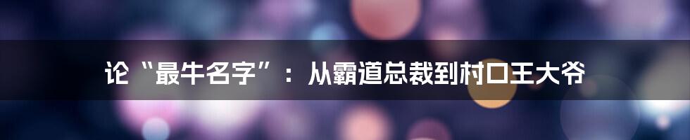 论“最牛名字”：从霸道总裁到村口王大爷