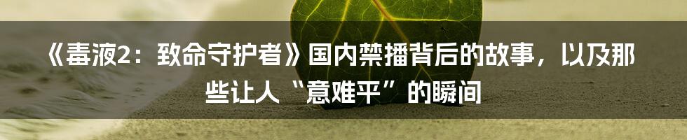 《毒液2:致命守护者》国内禁播背后的故事,以及那些让人“意难平”的瞬间