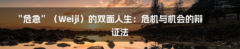“危急”（Weiji）的双面人生：危机与机会的辩证法