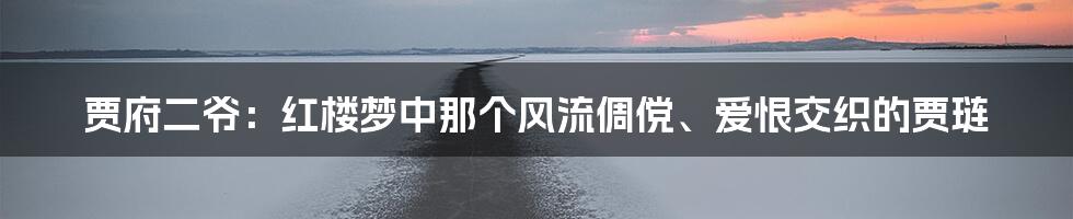 贾府二爷:红楼梦中那个风流倜傥、爱恨交织的贾琏