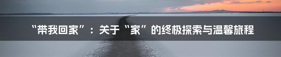 “带我回家”:关于“家”的终极探索与温馨旅程