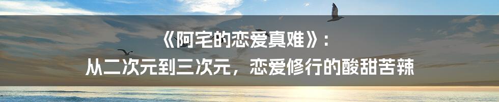 《阿宅的恋爱真难》:  从二次元到三次元，恋爱修行的酸甜苦辣