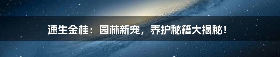 速生金桂:园林新宠,养护秘籍大揭秘!