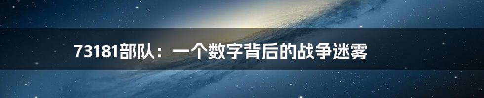 73181部队：一个数字背后的战争迷雾