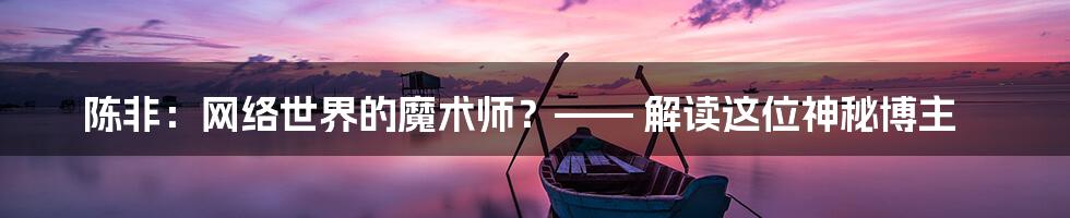 陈非:网络世界的魔术师?—— 解读这位神秘博主