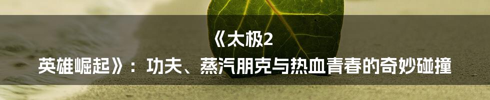 《太极2 英雄崛起》：功夫、蒸汽朋克与热血青春的奇妙碰撞