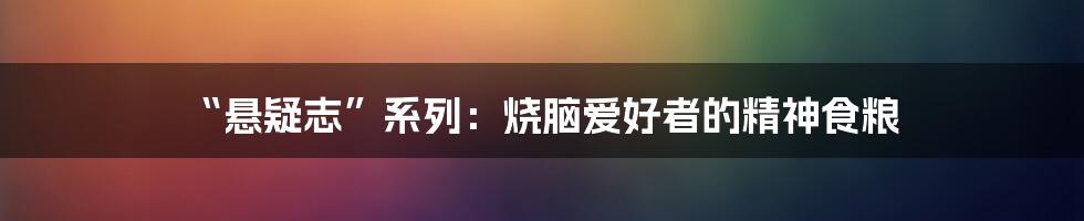 “悬疑志”系列：烧脑爱好者的精神食粮