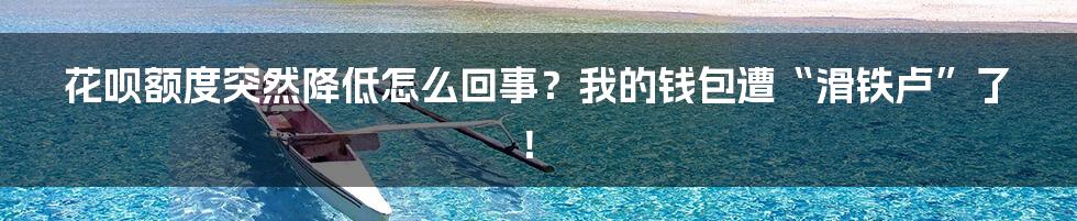 花呗额度突然降低怎么回事？我的钱包遭“滑铁卢”了！