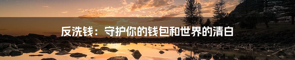 反洗钱：守护你的钱包和世界的清白