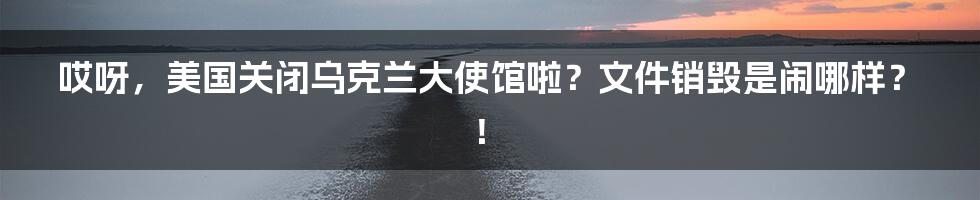 哎呀,美国关闭乌克兰大使馆啦?文件销毁是闹哪样?!
