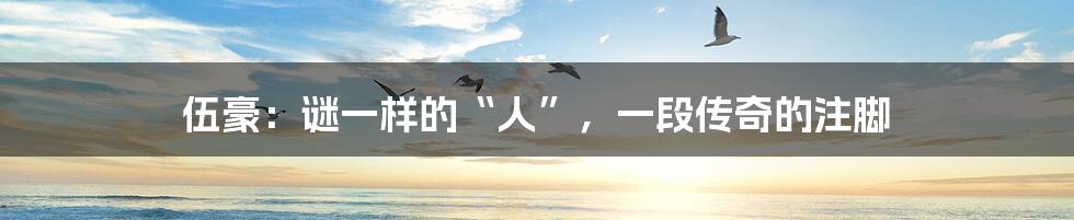 伍豪:谜一样的“人”,一段传奇的注脚