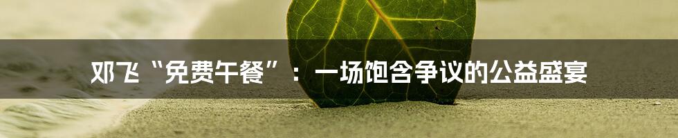 邓飞“免费午餐”:一场饱含争议的公益盛宴