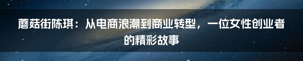 蘑菇街陈琪：从电商浪潮到商业转型，一位女性创业者的精彩故事