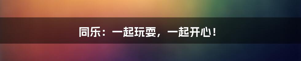 同乐：一起玩耍，一起开心！