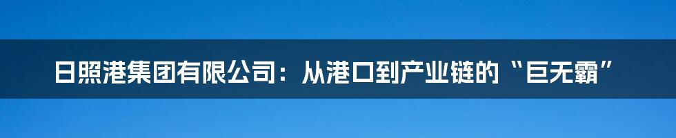日照港集团有限公司:从港口到产业链的“巨无霸”