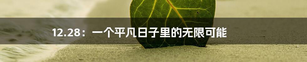 12.28：一个平凡日子里的无限可能