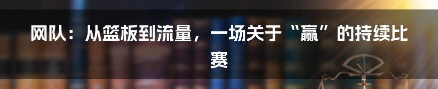 网队：从篮板到流量，一场关于“赢”的持续比赛