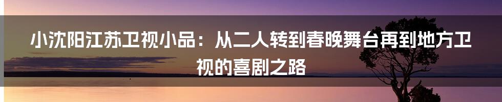 小沈阳江苏卫视小品:从二人转到春晚舞台再到地方卫视的喜剧之路