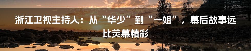 浙江卫视主持人:从“华少”到“一姐”,幕后故事远比荧幕精彩