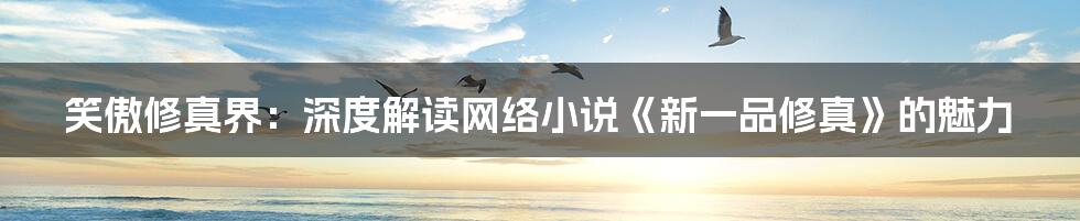 笑傲修真界:深度解读网络小说《新一品修真》的魅力