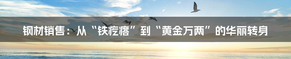 钢材销售:从“铁疙瘩”到“黄金万两”的华丽转身