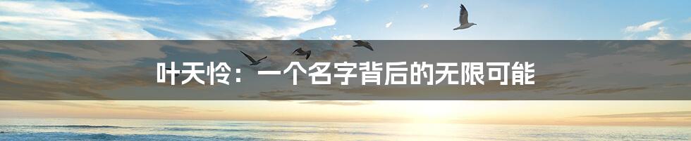 叶天怜:一个名字背后的无限可能