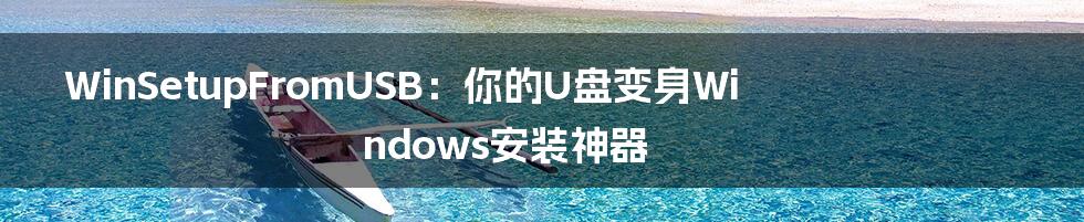 WinSetupFromUSB：你的U盘变身Windows安装神器