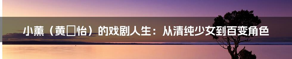 小薰（黄瀞怡）的戏剧人生：从清纯少女到百变角色