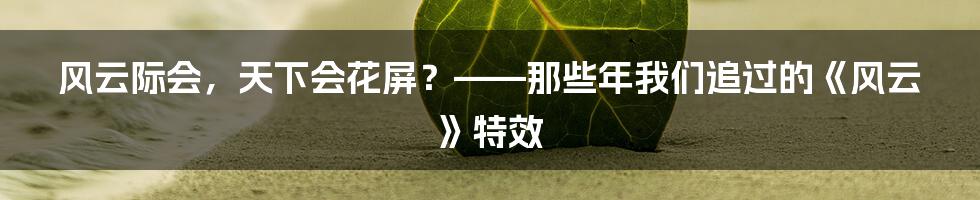 风云际会,天下会花屏?——那些年我们追过的《风云》特效