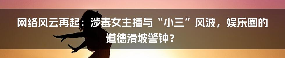网络风云再起：涉毒女主播与“小三”风波，娱乐圈的道德滑坡警钟？