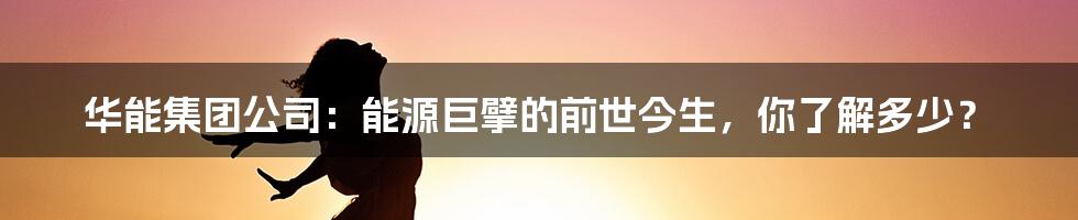 华能集团公司：能源巨擘的前世今生，你了解多少？