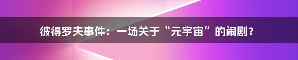 彼得罗夫事件：一场关于“元宇宙”的闹剧？