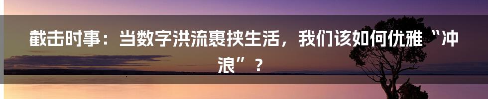 截击时事：当数字洪流裹挟生活，我们该如何优雅“冲浪”？