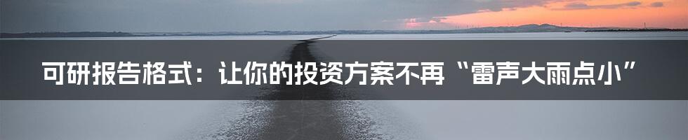 可研报告格式：让你的投资方案不再“雷声大雨点小”