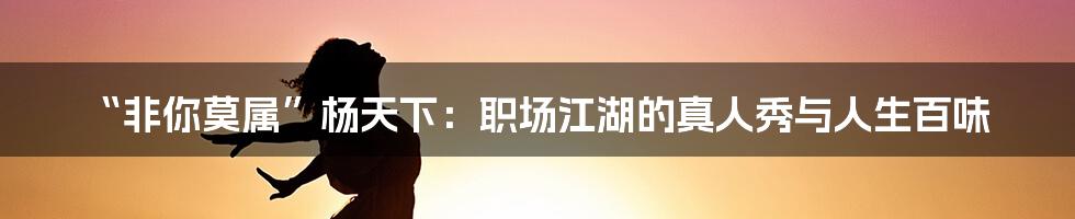 “非你莫属”杨天下：职场江湖的真人秀与人生百味
