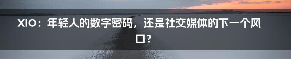 XIO:年轻人的数字密码,还是社交媒体的下一个风口?