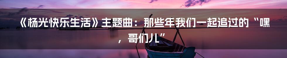 《杨光快乐生活》主题曲：那些年我们一起追过的“嘿，哥们儿”