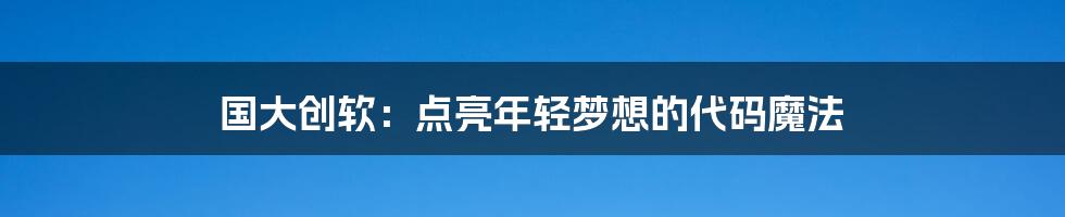 国大创软:点亮年轻梦想的代码魔法