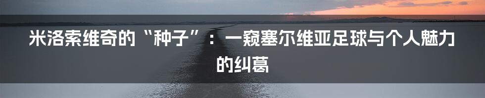 米洛索维奇的“种子”：一窥塞尔维亚足球与个人魅力的纠葛