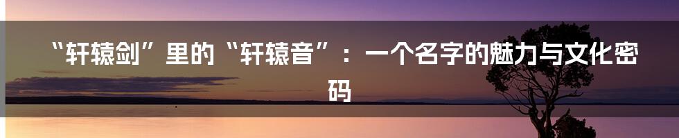 “轩辕剑”里的“轩辕音”:一个名字的魅力与文化密码