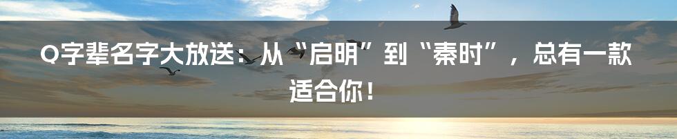 Q字辈名字大放送:从“启明”到“秦时”,总有一款适合你!